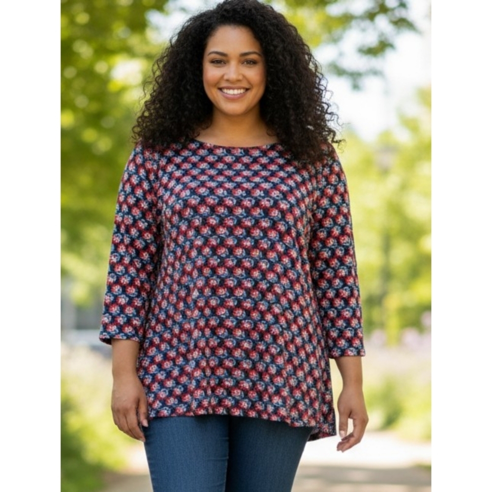Croft & Barrow Long sleeve Boatneck top Navy Size 3X